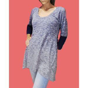 Sophie Max ~ Blue Grey Marbled Flowy 3/4 Sleeve Top ~ Medium